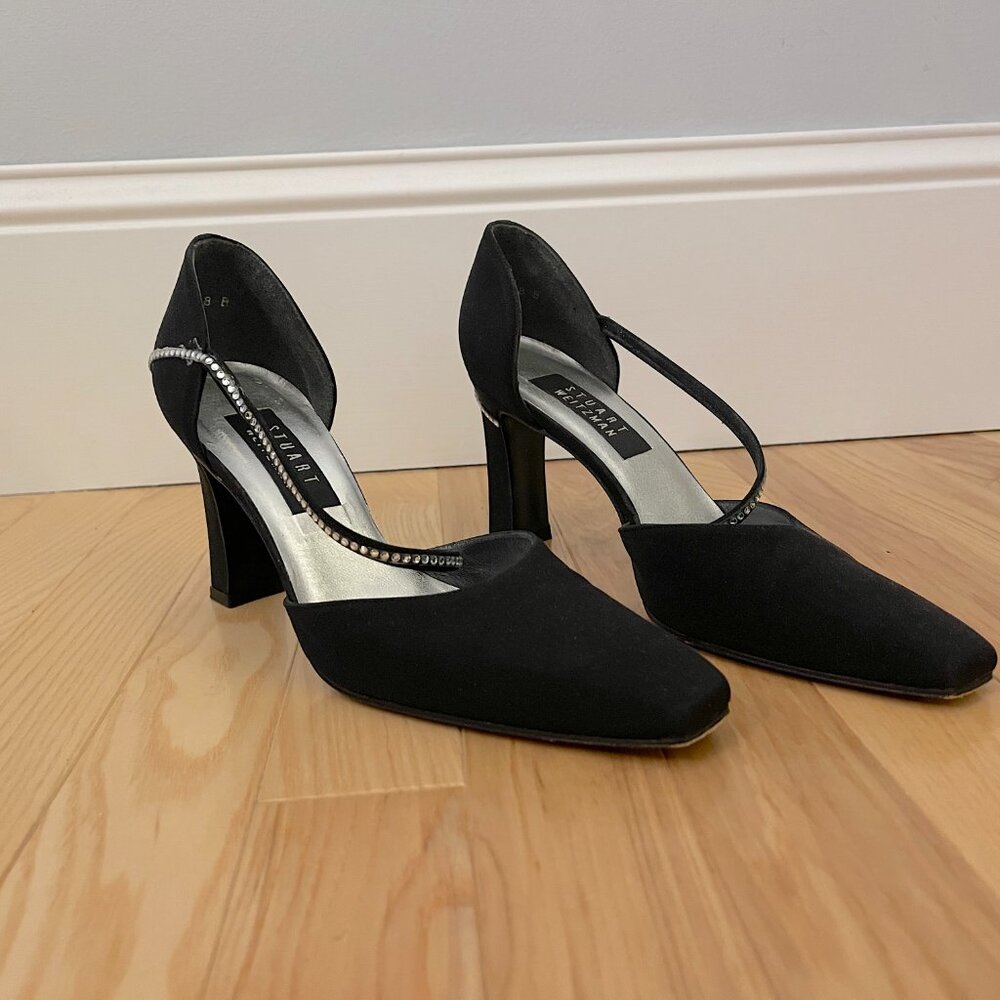 Vintage Stuart Weitzman Black & Crystal Pumps - Size 8 - Picture 4 of 10